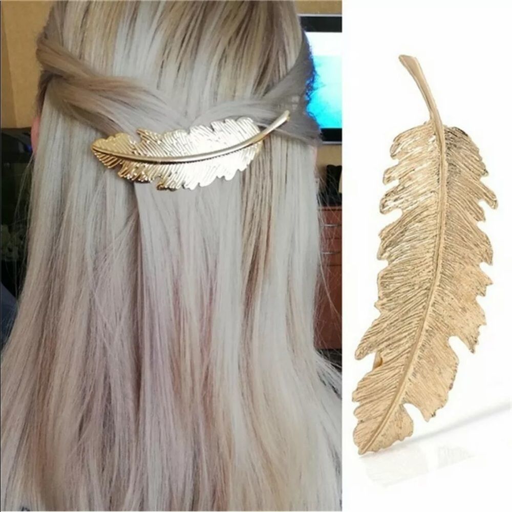 Feather vintage Alloy Hair Clip Leaf Shape